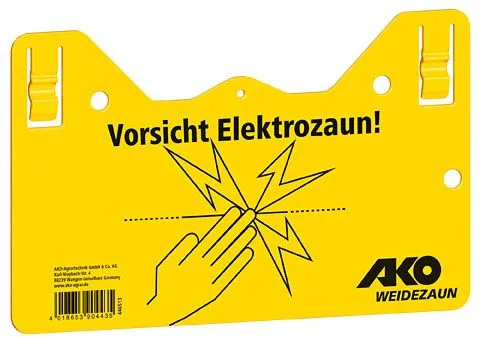 Warnschild &quote;hook-in&quote; - Vorsicht Elektrozaun