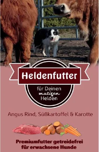 Heldenfutter Erwachsen Angus Rind, Süßkartoffel & Karotte 12 kg