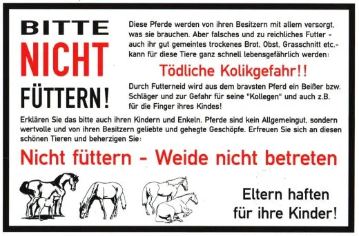 Verbotsschild Pferdeweide