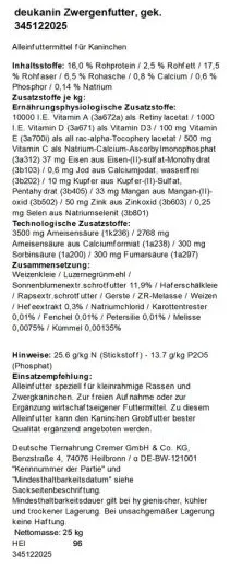 deukanin Zwergenfutter 25 kg